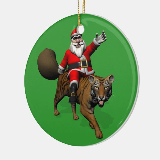 Santa Claus Riding A Tiger Keramisch Ornament (Links)