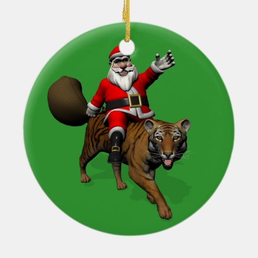 Santa Claus Riding A Tiger Keramisch Ornament (Achterkant)