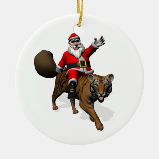 Santa Claus Riding A Tiger Keramisch Ornament (Voorkant)