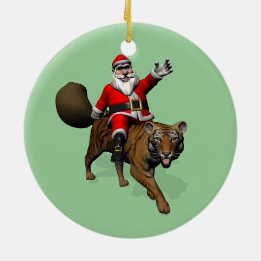 Santa Claus Riding A Tiger Keramisch Ornament (Achterkant)