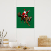 Santa Claus Riding A Tiger Poster (Keuken)