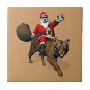 Santa Claus Riding A Tiger Tegeltje