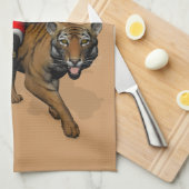 Santa Claus Riding A Tiger Theedoek (Quarter Fold)