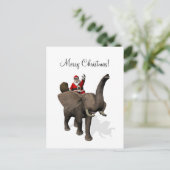 Santa Claus Riding an Elephant Feestdagenkaart (Staand voorkant)