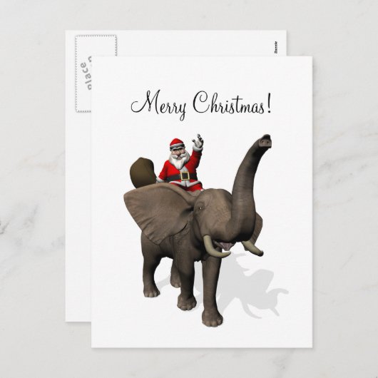 Santa Claus Riding an Elephant Feestdagenkaart (Voorkant / Achterkant)