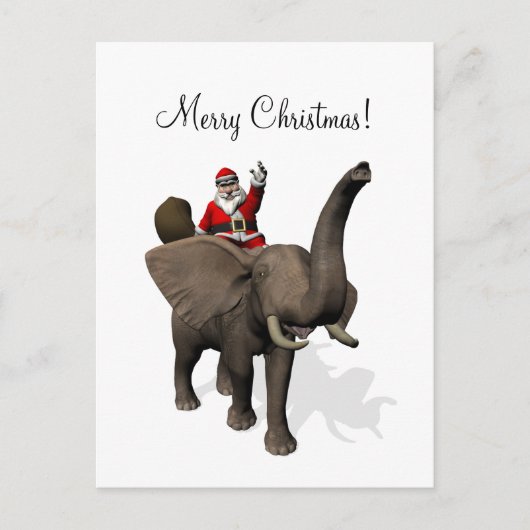 Santa Claus Riding an Elephant Feestdagenkaart (Voorkant)