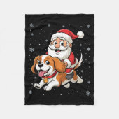 Santa Claus Riding Cavalier King Charles Spaniel D Fleece Deken (Voorkant)
