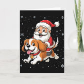 Santa Claus Riding Cavalier King Charles Spaniel D Kaart (Voorkant)