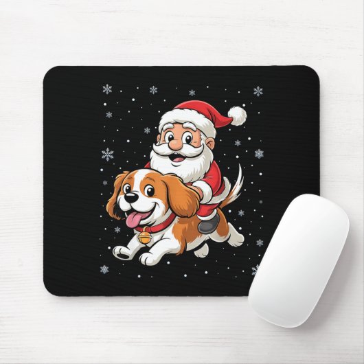 Santa Claus Riding Cavalier King Charles Spaniel D Muismat (Met muis)