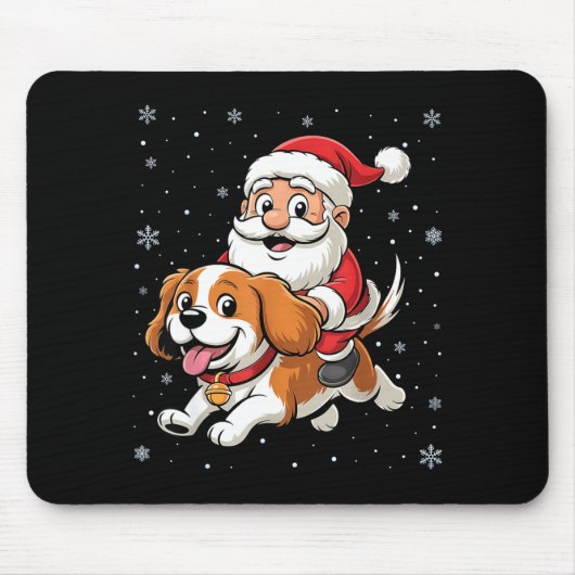 Santa Claus Riding Cavalier King Charles Spaniel D Muismat (Voorkant)