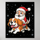 Santa Claus Riding Cavalier King Charles Spaniel D Poster (Voorkant)