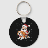 Santa Claus Riding Cavalier King Charles Spaniel D Sleutelhanger (Voorkant)