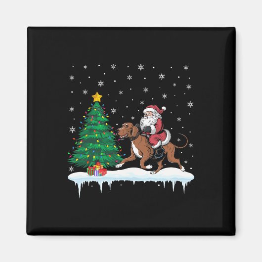 Santa Claus Riding Coonhound Dog Boys Girls Kinder Magneet (Voorkant)