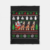 Santa Claus Riding Giraffe Sleigh Ugly Christmas B Fleece Deken (Voorkant)
