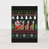 Santa Claus Riding Giraffe Sleigh Ugly Christmas B Kaart (Voorkant)
