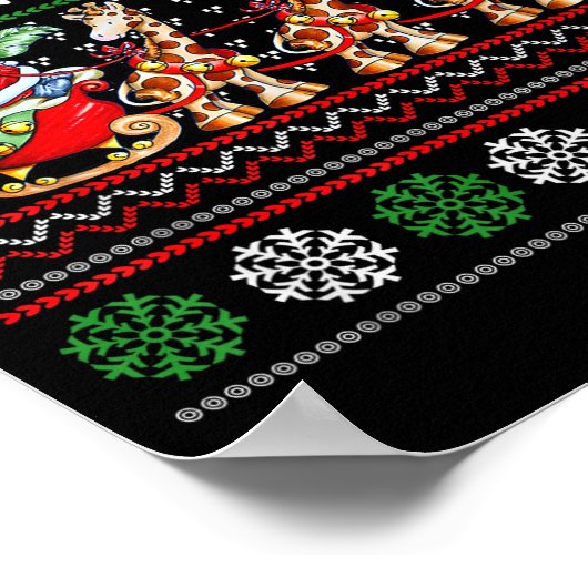 Santa Claus Riding Giraffe Sleigh Ugly Christmas B Poster (Hoek)