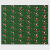 Santa Claus Riding Green Lizard Cadeaupapier (Vlak)