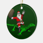 Santa Claus Riding Green Lizard Keramisch Ornament (Links)