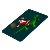 Santa Claus Riding Green Lizard Magneet (Linkerzijde)