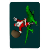 Santa Claus Riding Green Lizard Magneet (Verticaal)