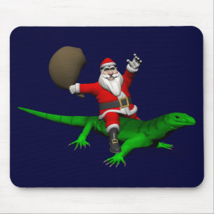 Santa Claus Riding Green Lizard Muismat