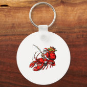 Santa Claus Riding Lobster Lights Christmas Fishin Sleutelhanger (Voorkant)
