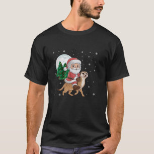 Santa Claus Riding Meerkat Grappige Kerstboom Li T-shirt