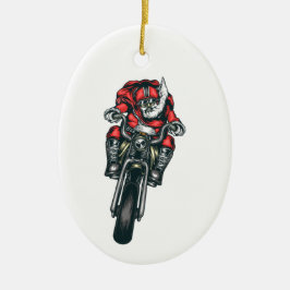 Santa Claus Riding Motorcycle Holiday Ornament