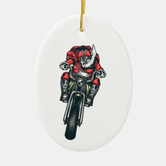 Santa Claus Riding Motorcycle Holiday Ornament (Voorkant)