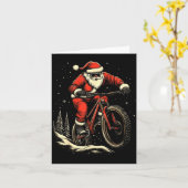 Santa Claus Riding Mountain Bike Christmas Funny M Kaart (Gele Bloem)