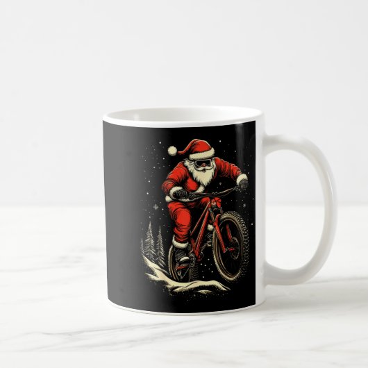 Santa Claus Riding Mountain Bike Christmas Funny M Koffiemok (Rechts)