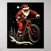 Santa Claus Riding Mountain Bike Christmas Funny M Poster (Voorkant)