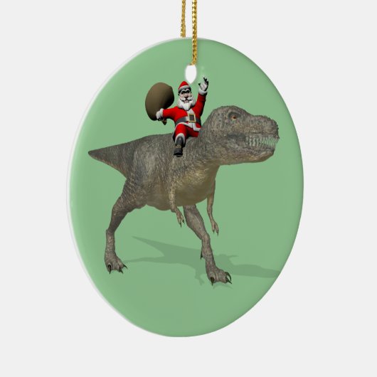 Santa Claus Riding On Trex Keramisch Ornament (Rechts)