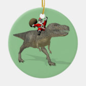 Santa Claus Riding On Trex Keramisch Ornament (Voorkant)