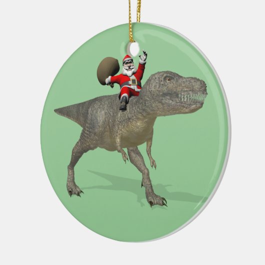 Santa Claus Riding On Trex Keramisch Ornament (Links)