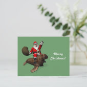 Santa Claus Riding op Walrus Feestdagenkaart (Staand voorkant)