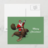 Santa Claus Riding op Walrus Feestdagenkaart (Voorkant / Achterkant)