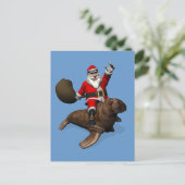 Santa Claus Riding op Walrus Feestdagenkaart (Staand voorkant)