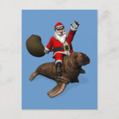 Santa Claus Riding op Walrus Feestdagenkaart (Voorkant)