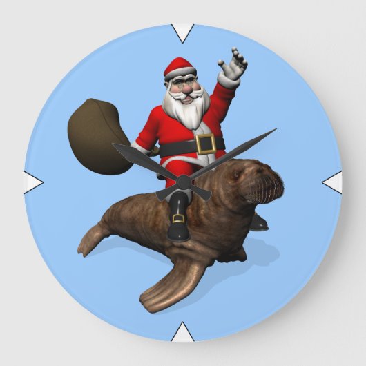 Santa Claus Riding op Walrus Grote Klok (Voorkant)