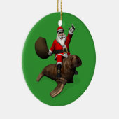 Santa Claus Riding op Walrus Keramisch Ornament (Rechts)