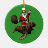 Santa Claus Riding op Walrus Keramisch Ornament (Voorkant)