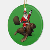 Santa Claus Riding op Walrus Keramisch Ornament (Links)