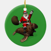 Santa Claus Riding op Walrus Keramisch Ornament (Achterkant)