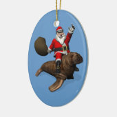 Santa Claus Riding op Walrus Keramisch Ornament (Links)