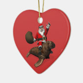 Santa Claus Riding op Walrus Keramisch Ornament (Links)