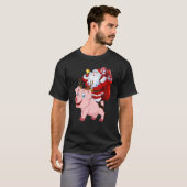 Santa Claus Riding Pig Reindeer Kerstmis Pajama T-shirt (Voorkant volledig)