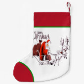 Santa Claus Riding Reindester Kleine Kerstsok (Achterkant)