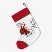 Santa Claus Riding Reindester Kleine Kerstsok (Achterkant (Hangend))