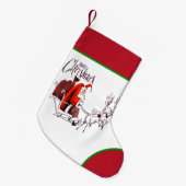 Santa Claus Riding Reindester Kleine Kerstsok (Voorkant (Hangend))